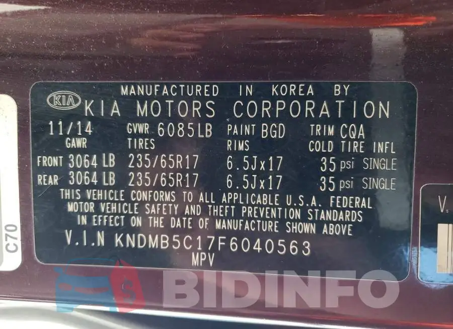 KNDMB5C17F6040563 Photo# 13