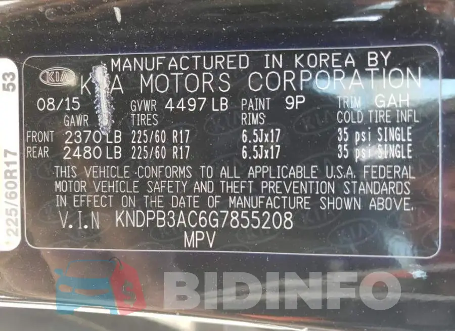 KNDPB3AC6G7855208 Photo# 10