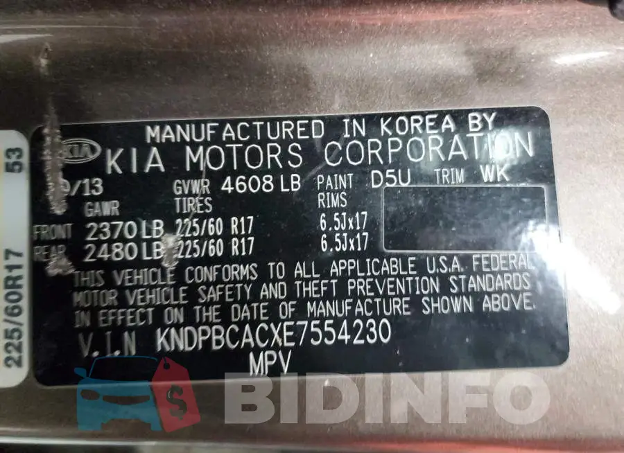 KNDPBCACXE7554230 Photo# 13