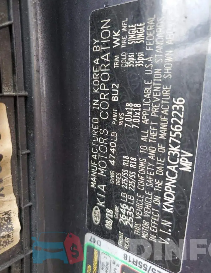 KNDPNCAC3K7562236 Photo# 13