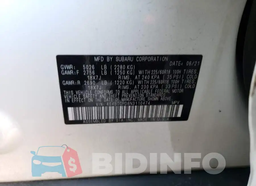 4S4BTGPD8N3110474 Photo# 13