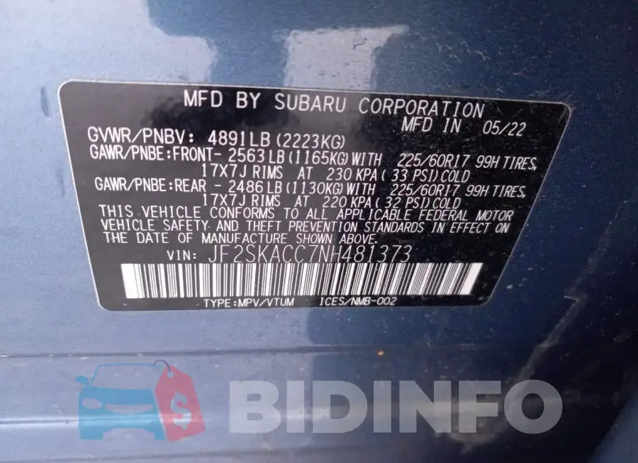 JF2SKACC7NH481373 Photo# 13