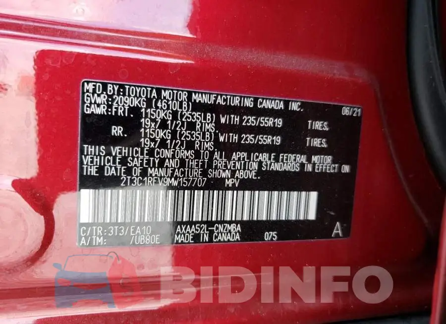 2T3C1RFV9MW157707 Photo# 13