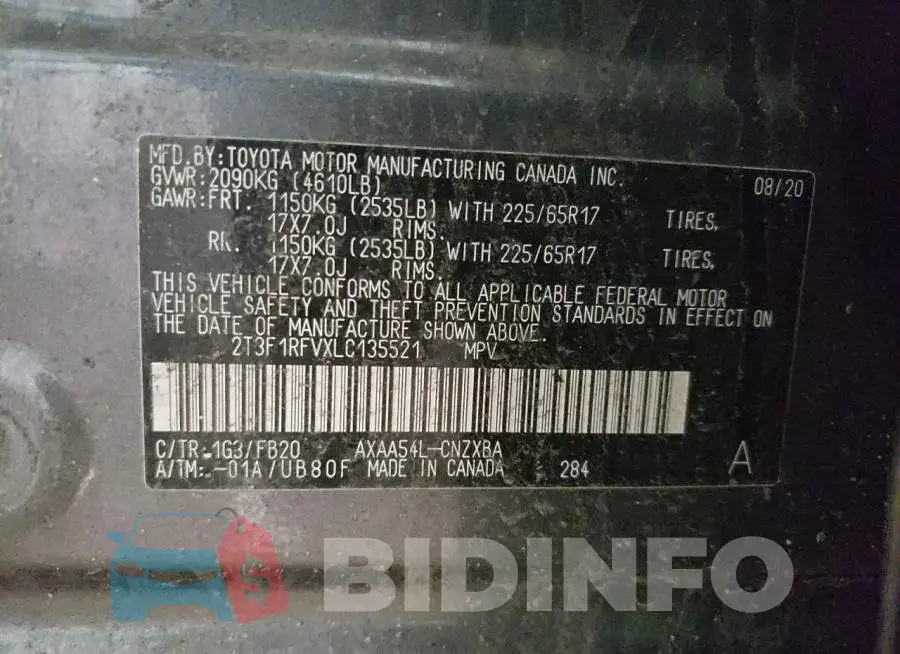 2T3F1RFVXLC135521 Photo# 13