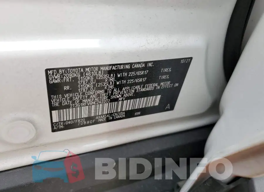 2T3G1RFV6MC242202 Photo# 13