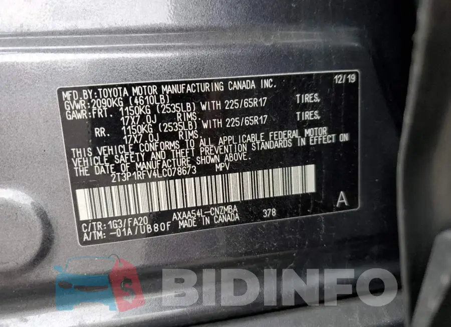 2T3P1RFV4LC078673 Photo# 13