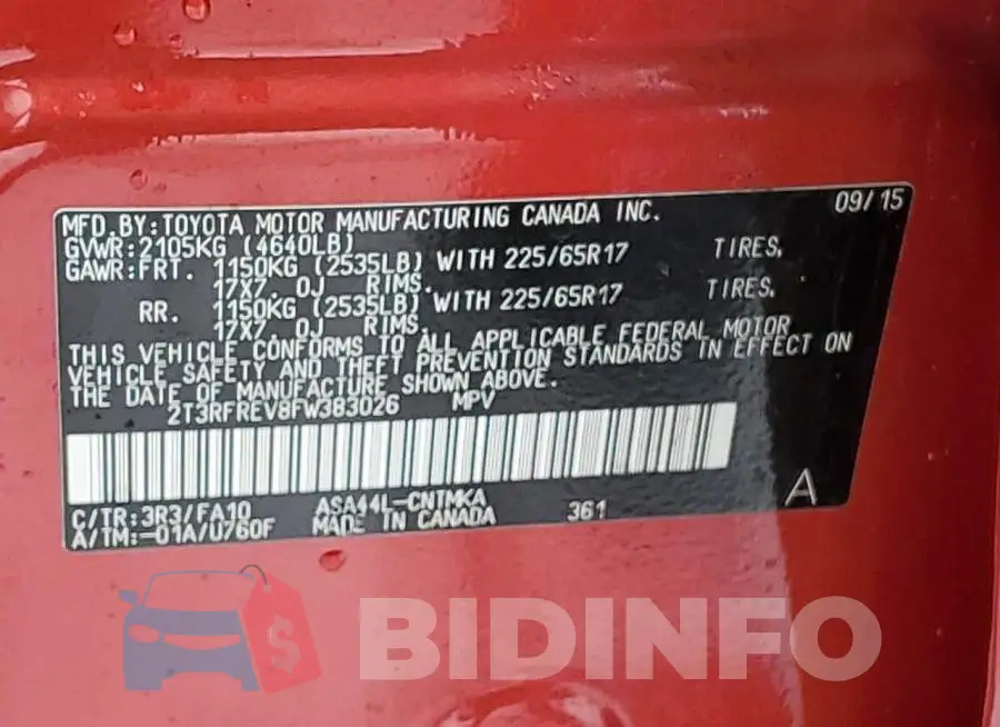 2T3RFREV8FW383026 Photo# 13