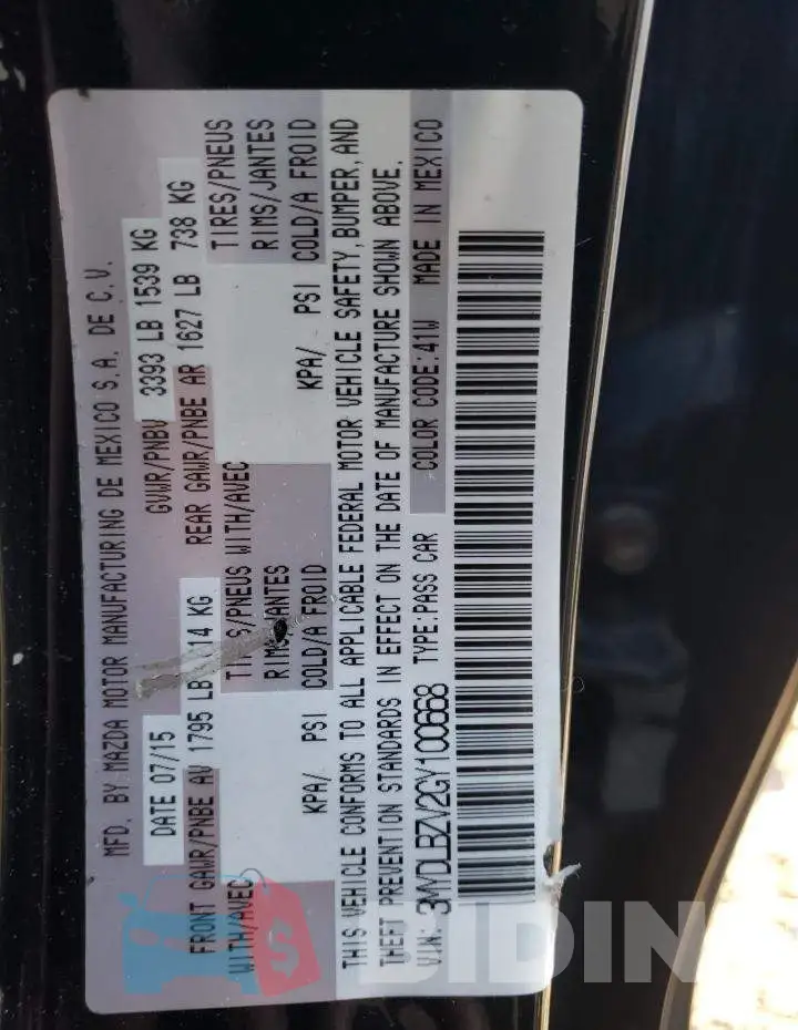 3MYDLBZV2GY100668 Photo# 12