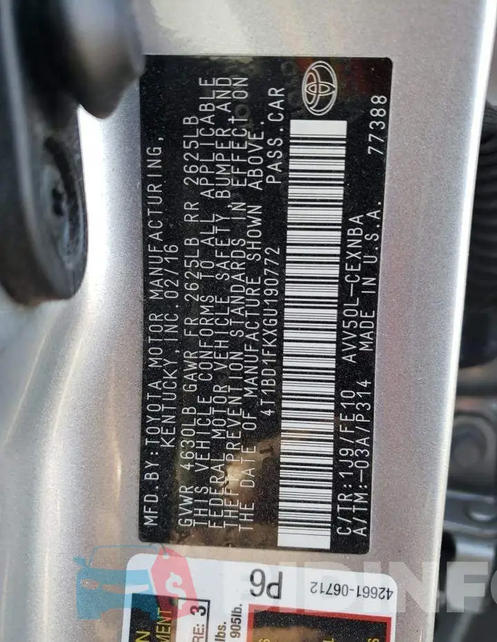 4T1BD1FKXGU190772 Photo# 12