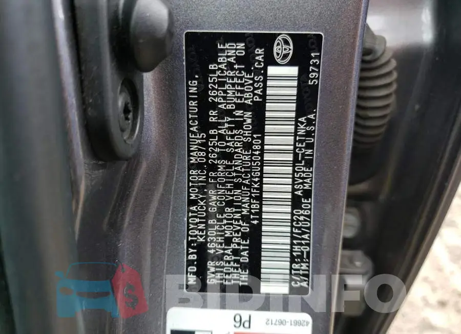 4T1BF1FK4GU504801 Photo# 12
