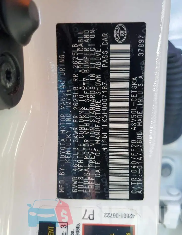 4T1BF1FK5FU007187 Photo# 10