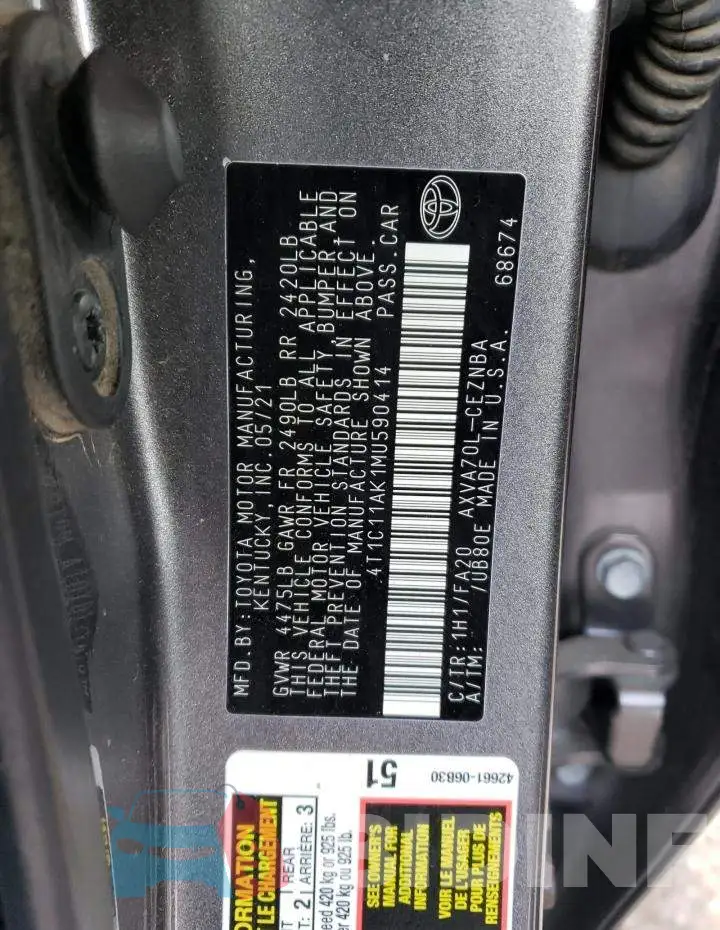 4T1C11AK1MU590414 Photo# 13