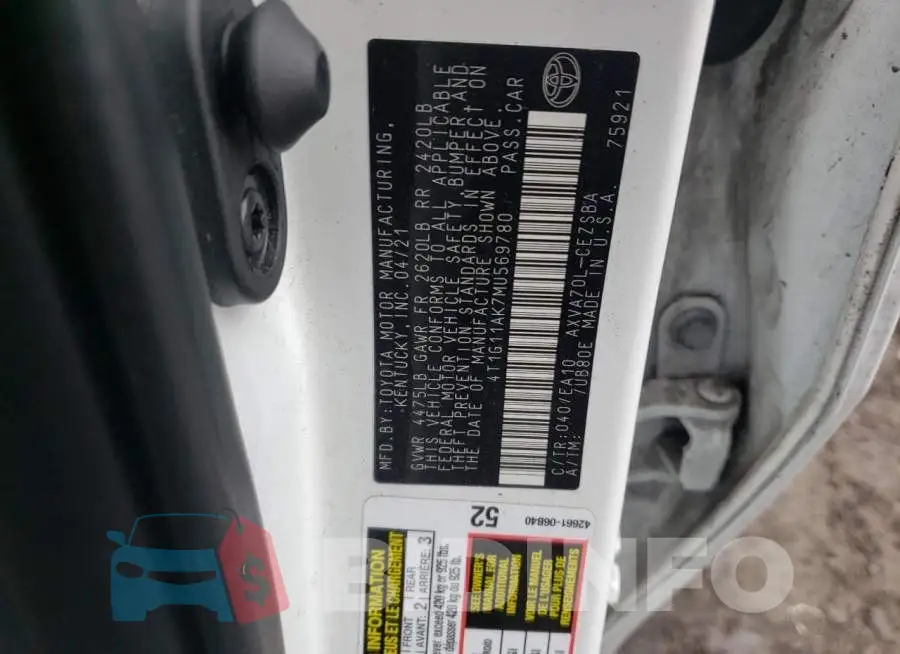 4T1G11AK7MU569780 Photo# 10