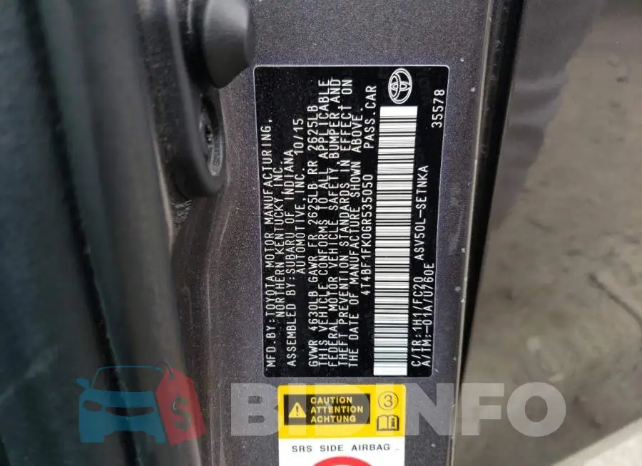 4T4BF1FK0GR535050 Photo# 12