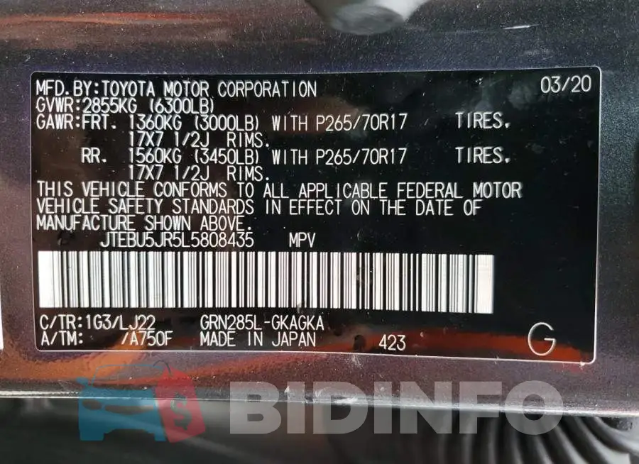 JTEBU5JR5L5808435 Photo# 13
