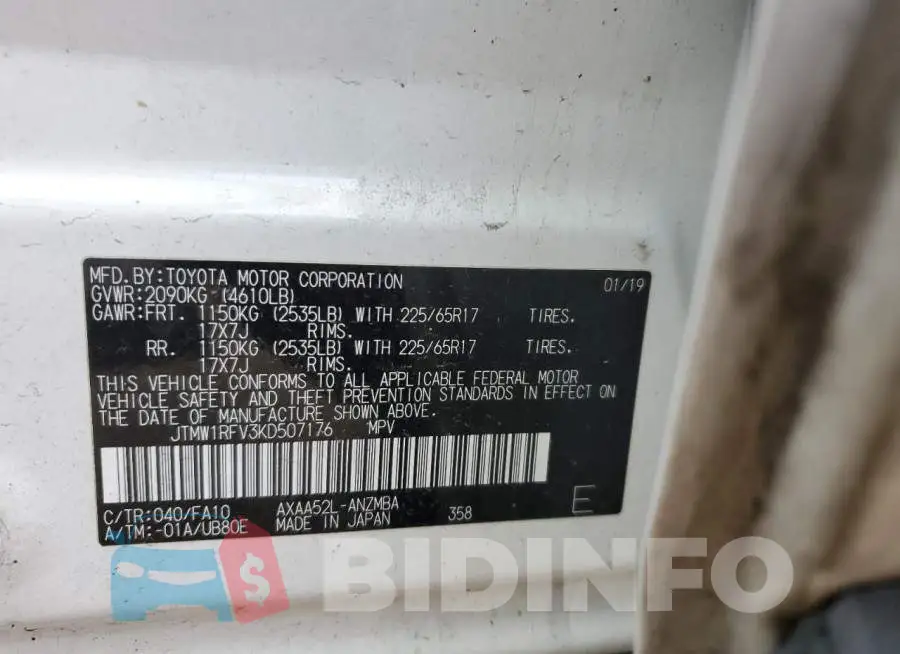 JTMW1RFV3KD507176 Photo# 13