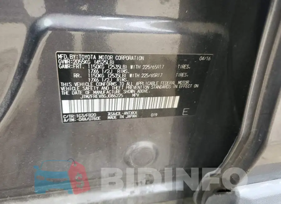 JTMZFREV8GJ086225 Photo# 12