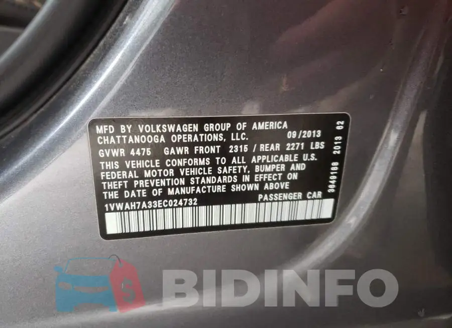 1VWAH7A33EC024732 Photo# 12
