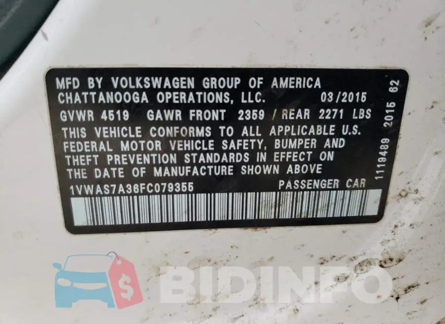 1VWAS7A36FC079355 Photo# 12