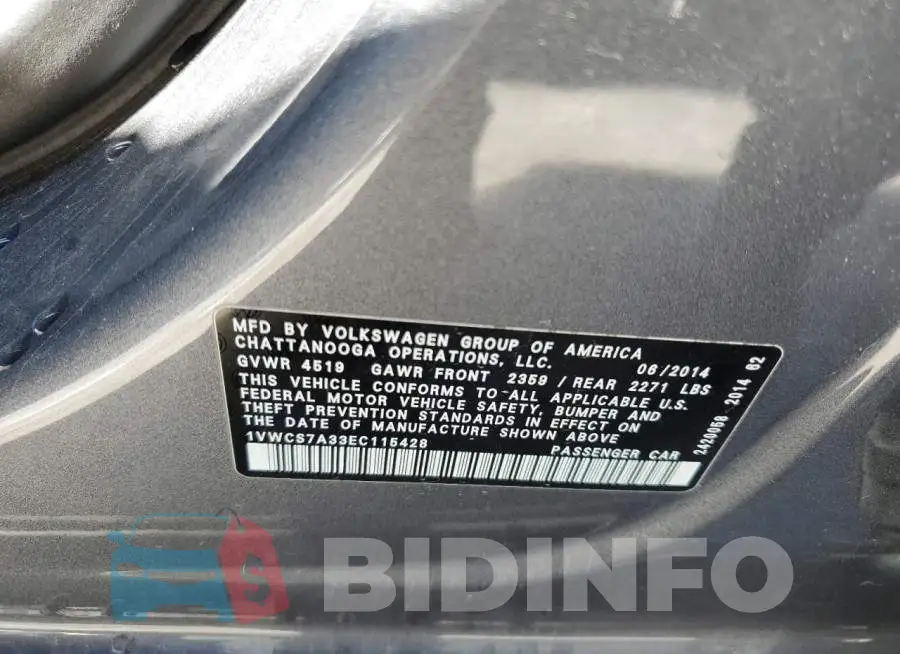 1VWCS7A33EC115428 Photo# 12