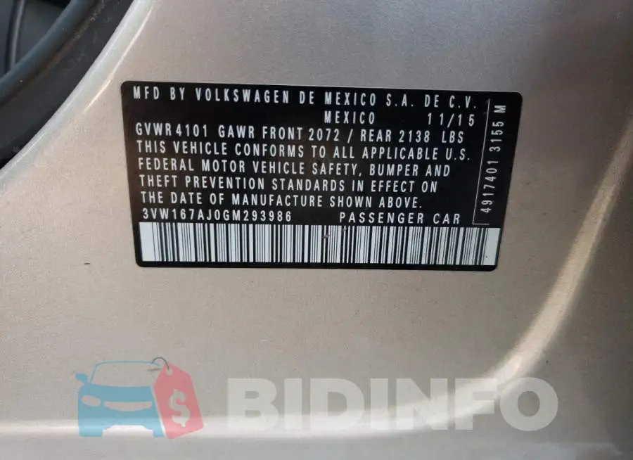 3VW167AJ0GM293986 Photo# 13