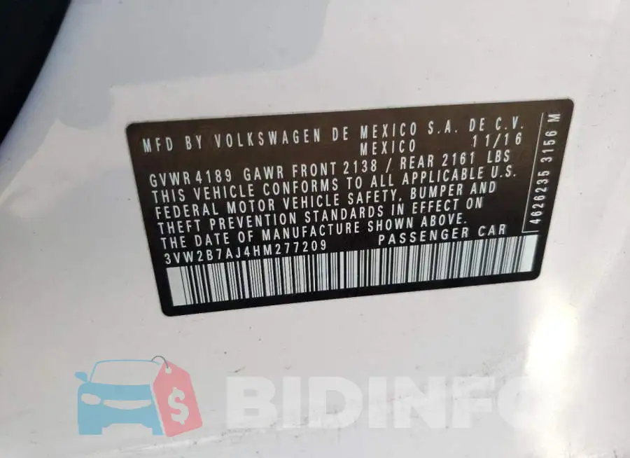3VW2B7AJ4HM277209 Photo# 13