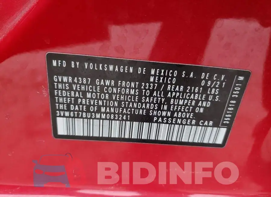 3VW6T7BU3MM083241 Photo# 12