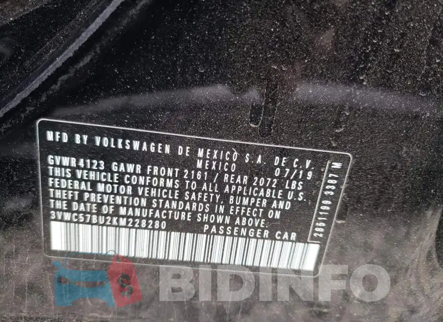 3VWC57BU2KM228280 Photo# 10