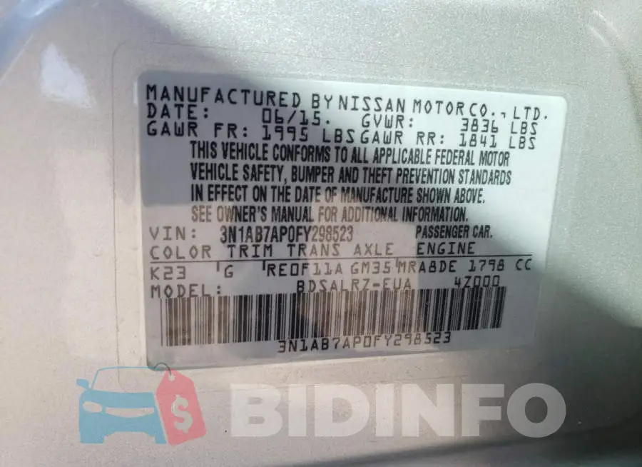 3N1AB7AP0FY298523 Photo# 12
