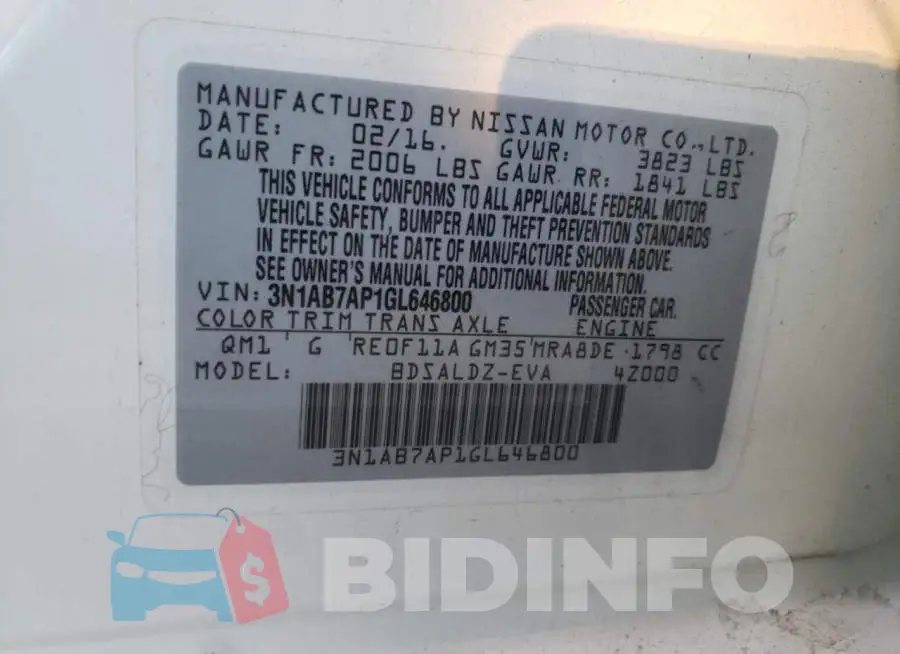 3N1AB7AP1GL646800 Photo# 12