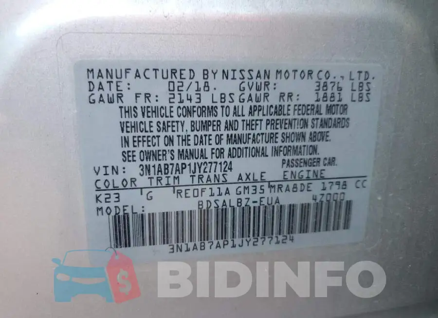 3N1AB7AP1JY277124 Photo# 10