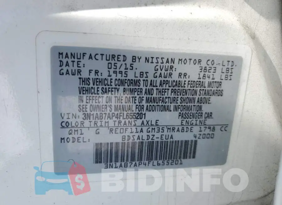 3N1AB7AP4FL655201 Photo# 12
