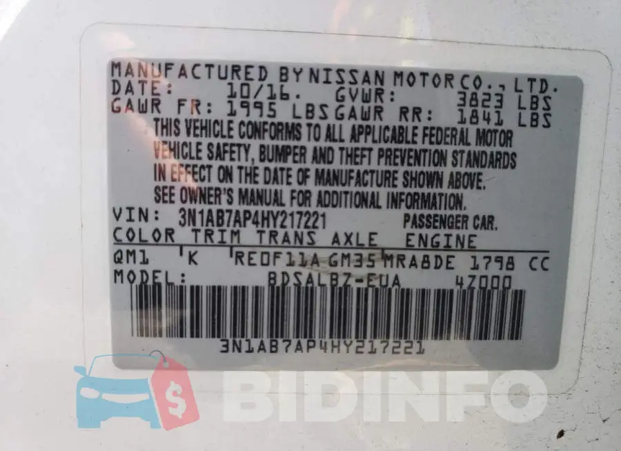 3N1AB7AP4HY217221 Photo# 13