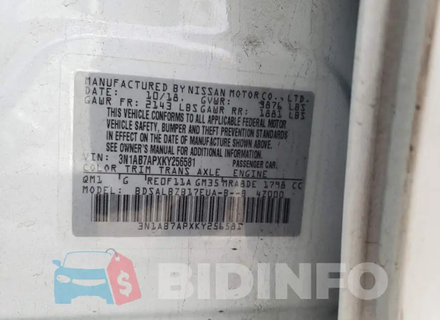 3N1AB7APXKY256581 Photo# 12