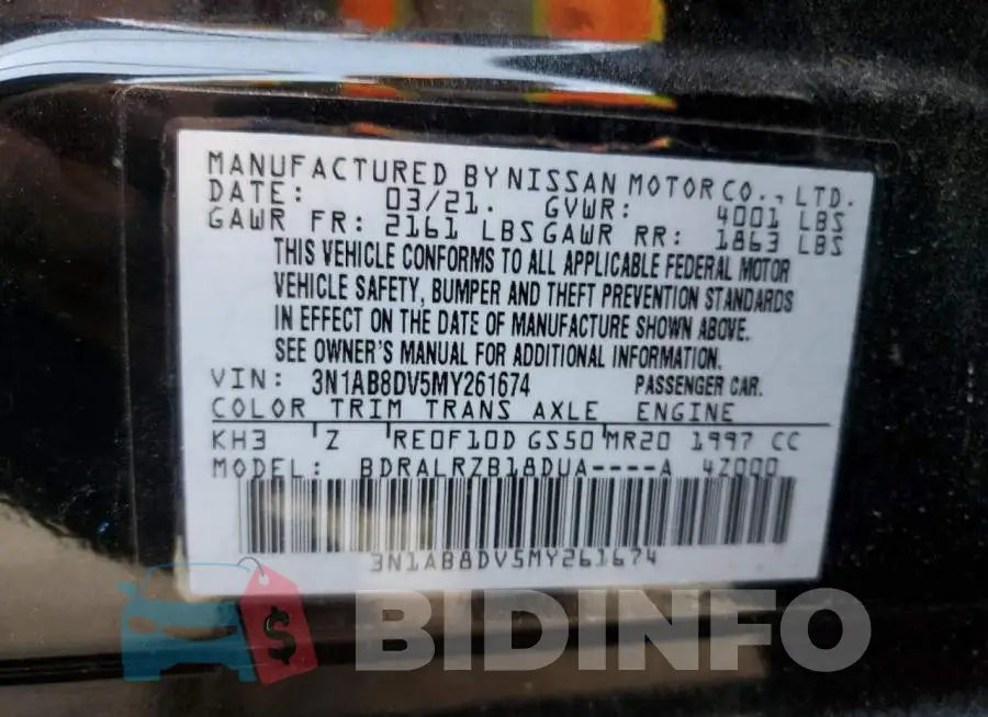 3N1AB8DV5MY261674 Photo# 12