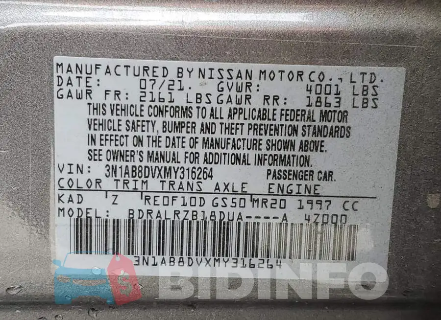 3N1AB8DVXMY316264 Photo# 12