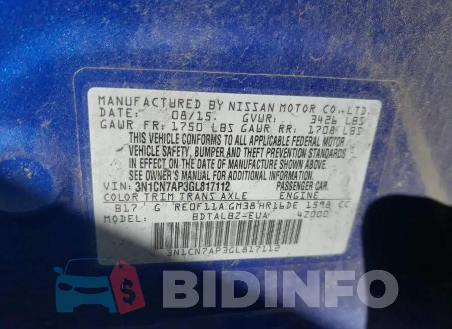 3N1CN7AP3GL817112 Photo# 12
