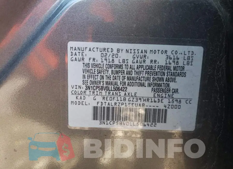 3N1CP5BV0LL506422 Photo# 13