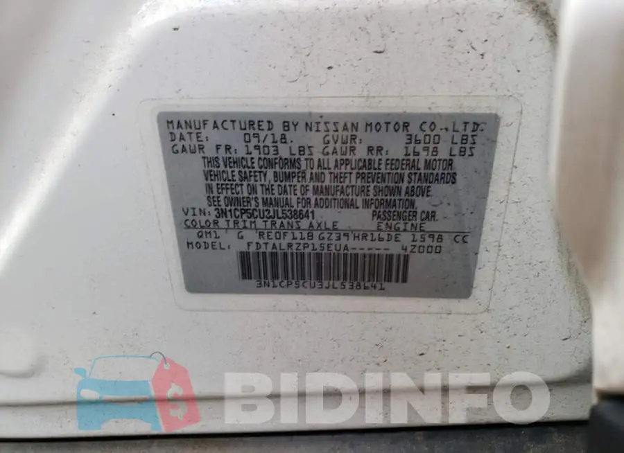 3N1CP5CU3JL538641 Photo# 12
