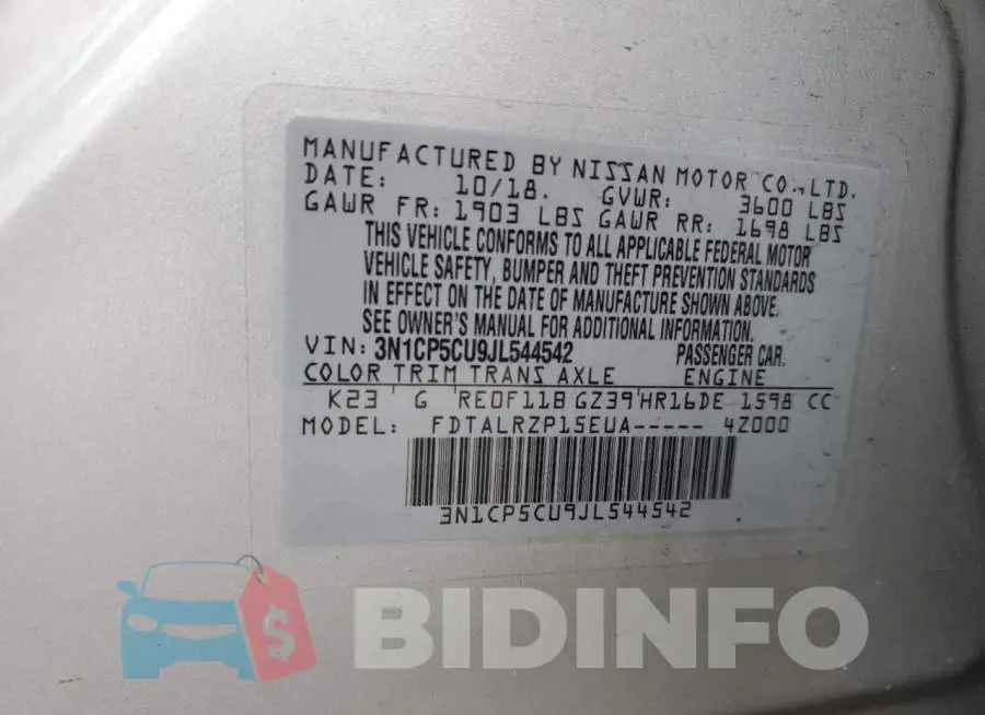3N1CP5CU9JL544542 Photo# 12