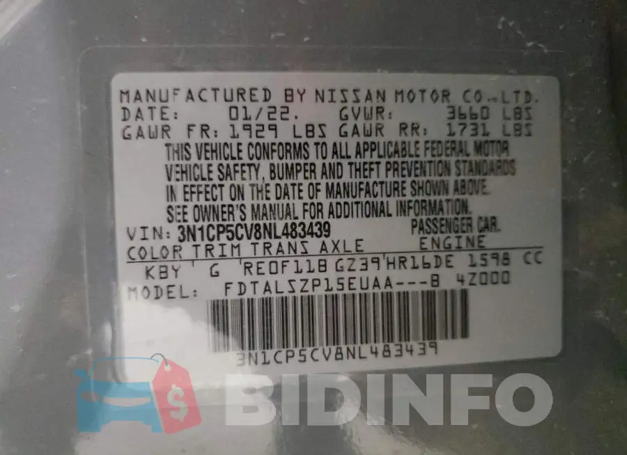 3N1CP5CV8NL483439 Photo# 12