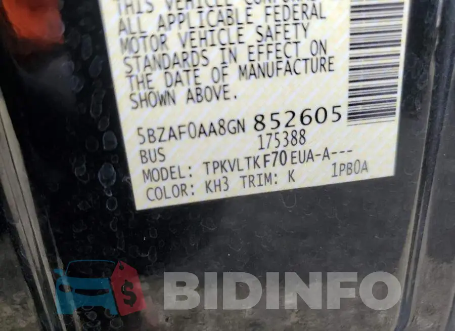 5BZAF0AA8GN852605 Photo# 13