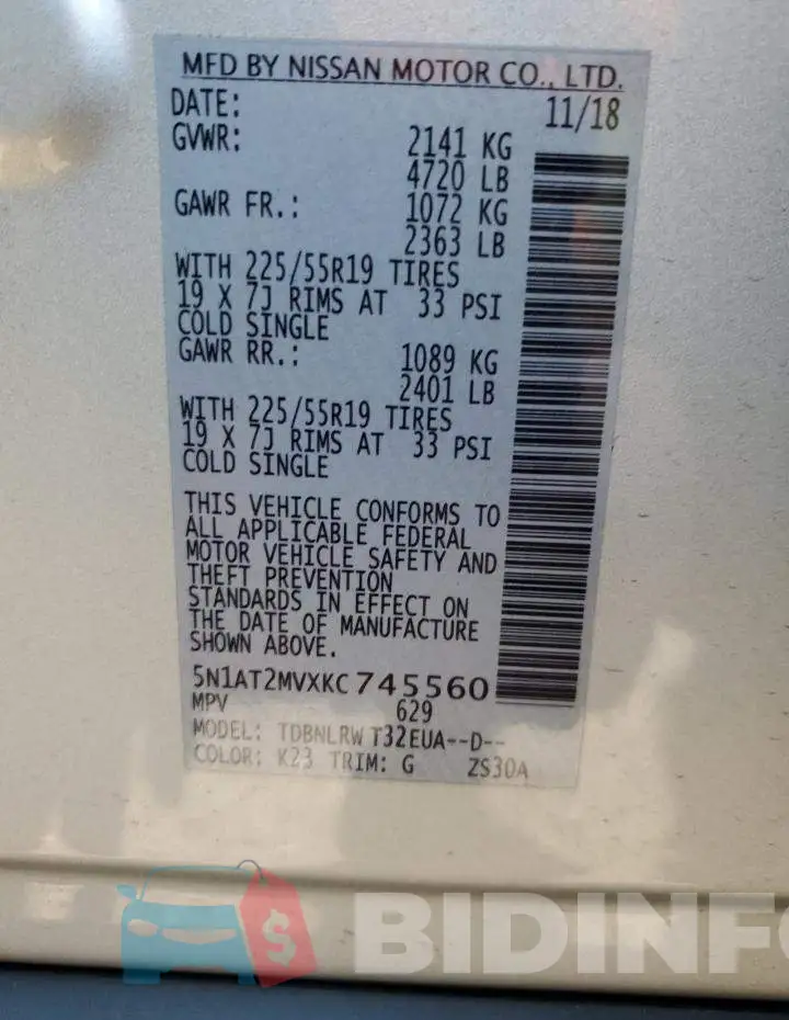 5N1AT2MVXKC745560 Photo# 12