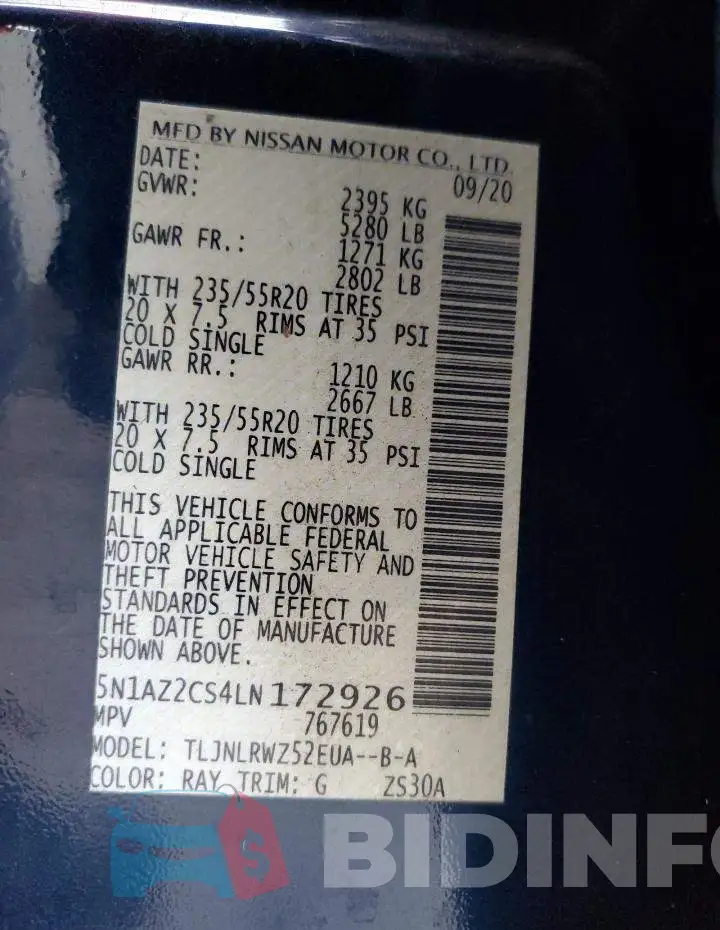5N1AZ2CS4LN172926 Photo# 14
