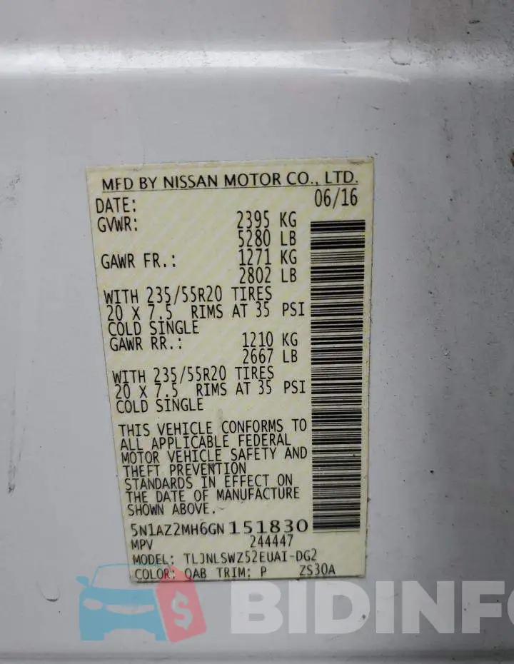 5N1AZ2MH6GN151830 Photo# 13