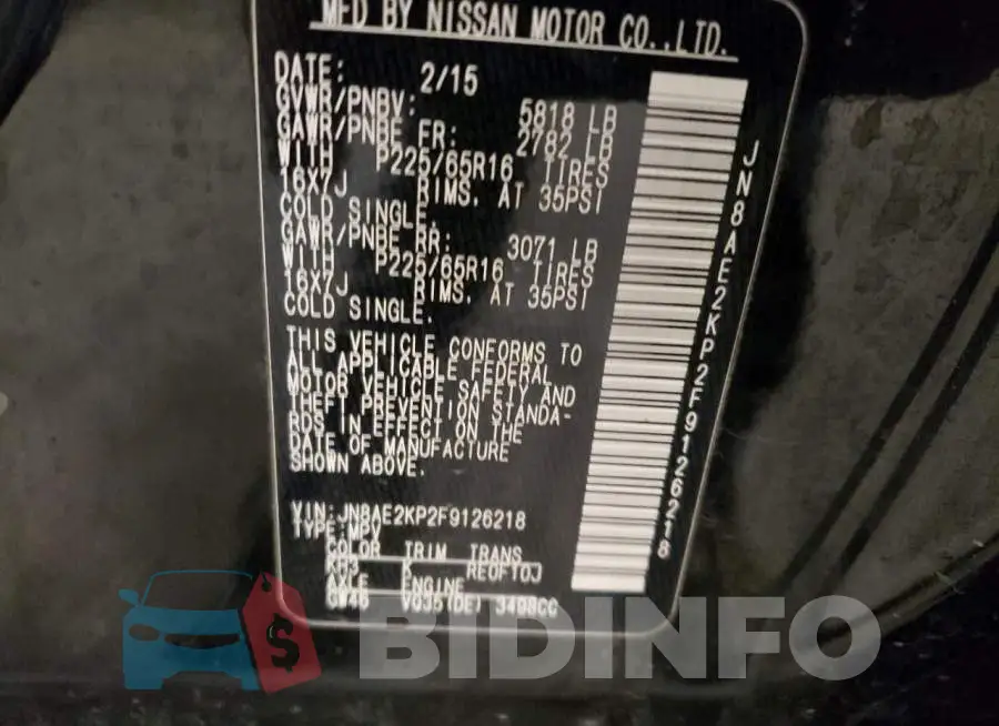 JN8AE2KP2F9126218 Photo# 13