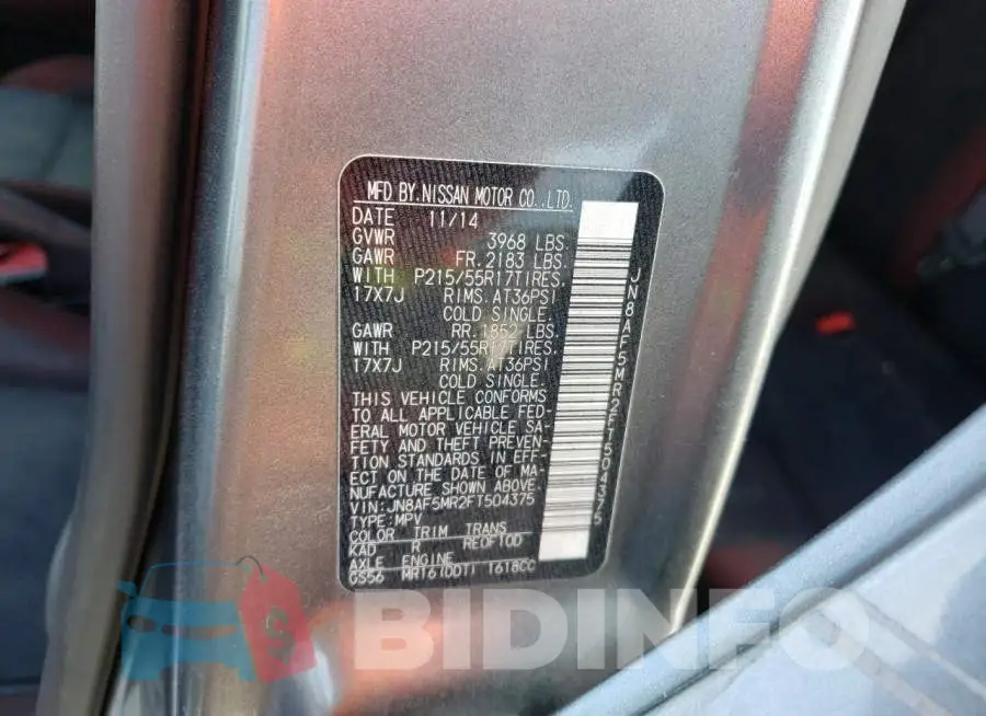 JN8AF5MR2FT504375 Photo# 13