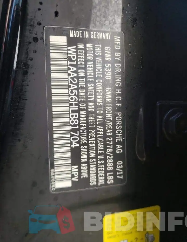 WP1AA2A56HLB81704 Photo# 10