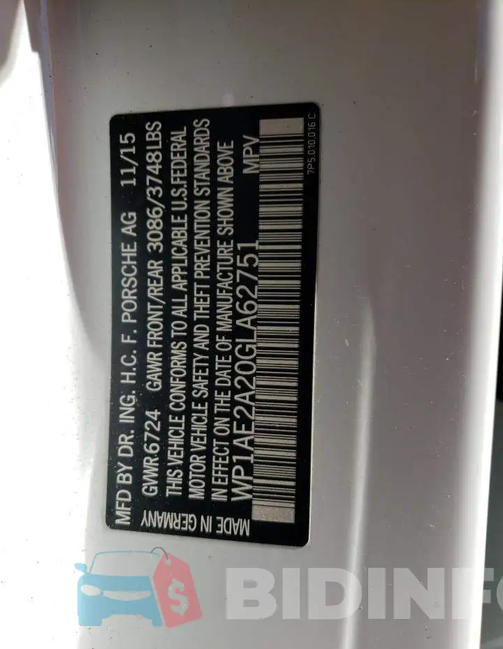 WP1AE2A20GLA62751 Photo# 13