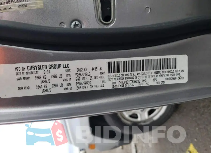 1C4NJPBB1ED858992 Photo# 12